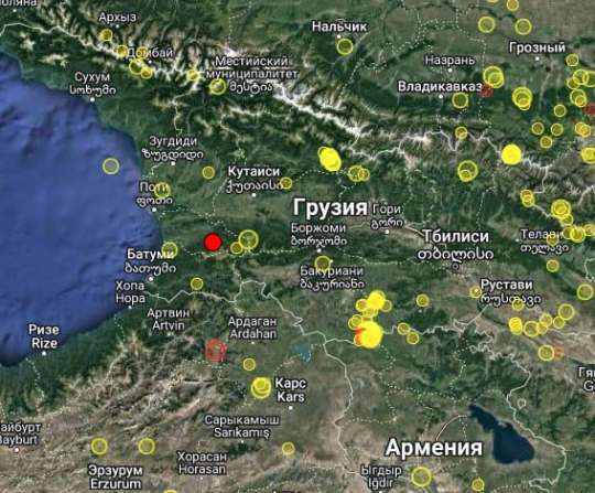 Землетрясение в Грузии. Подземные толчки магнитудой 4,3 балла сотрясли западную часть страны
