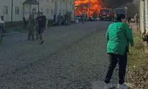  В сети появилось видео, как горит бывшая база ЧВК Вагнер в Краснодарском крае