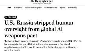 WP: РФ и США пытаются исключить из проекта ООН требования о человеческом контроле над военным ИИ