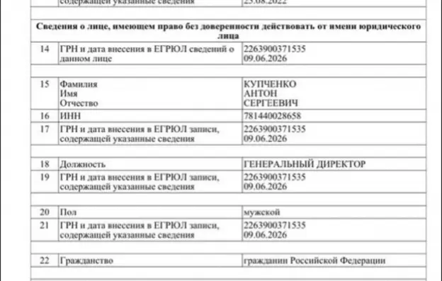 егрюл назначение на должность гендиректора СТГ-Запад