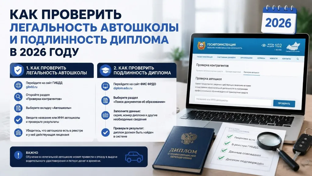 Как проверить легальность автошколы и подлинность диплома в 2026 году