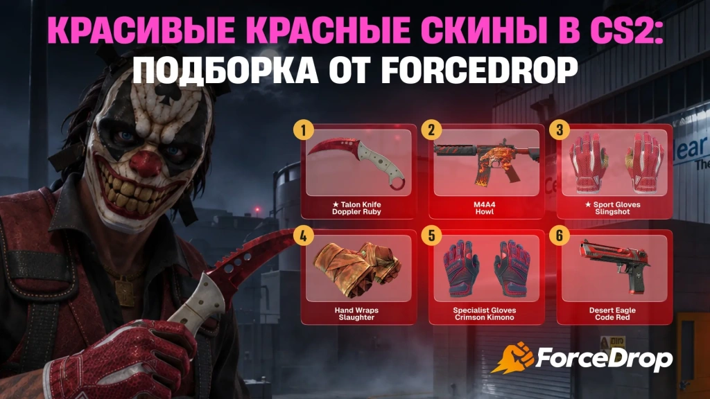 Красные скины хорошо заметны и подходят для разных стилей