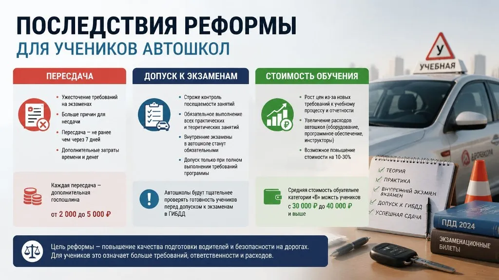 Последствия реформы для учеников: пересдача, допуск к экзаменам, стоимость обучения