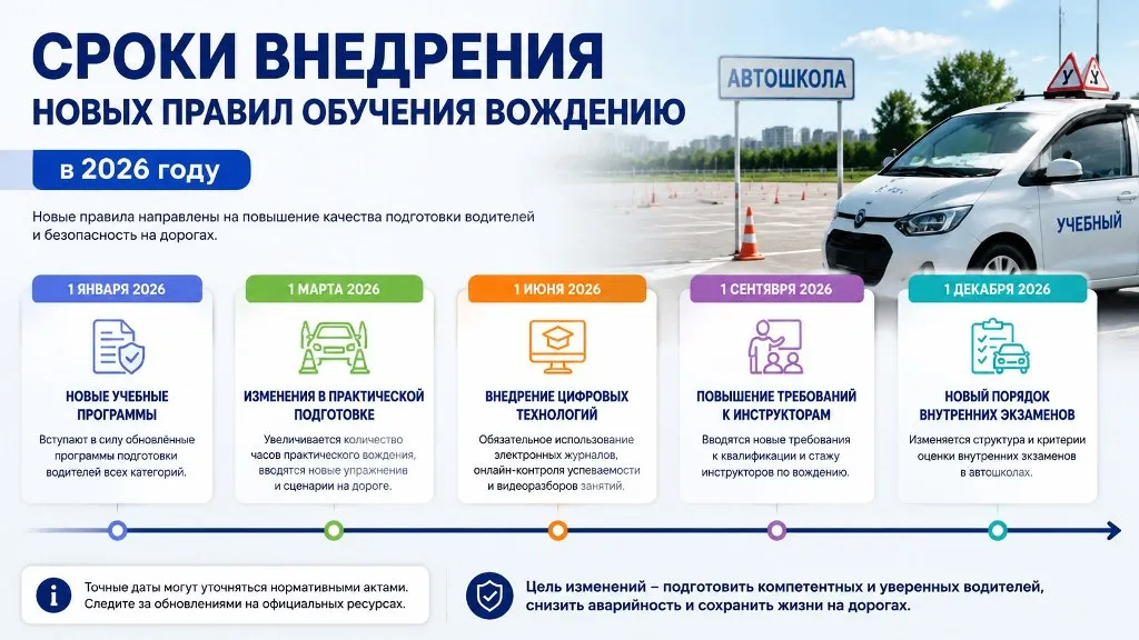 Сроки внедрения новых правил обучения вождению в 2026 году