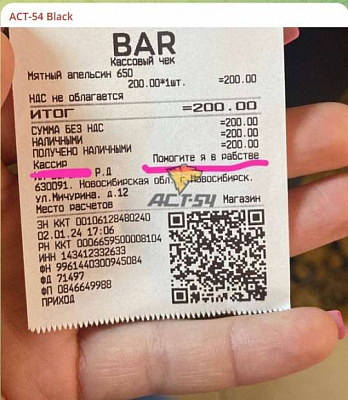 начата проверка: в новосибирске посетительница бара получила чек, в котором просили о помощи